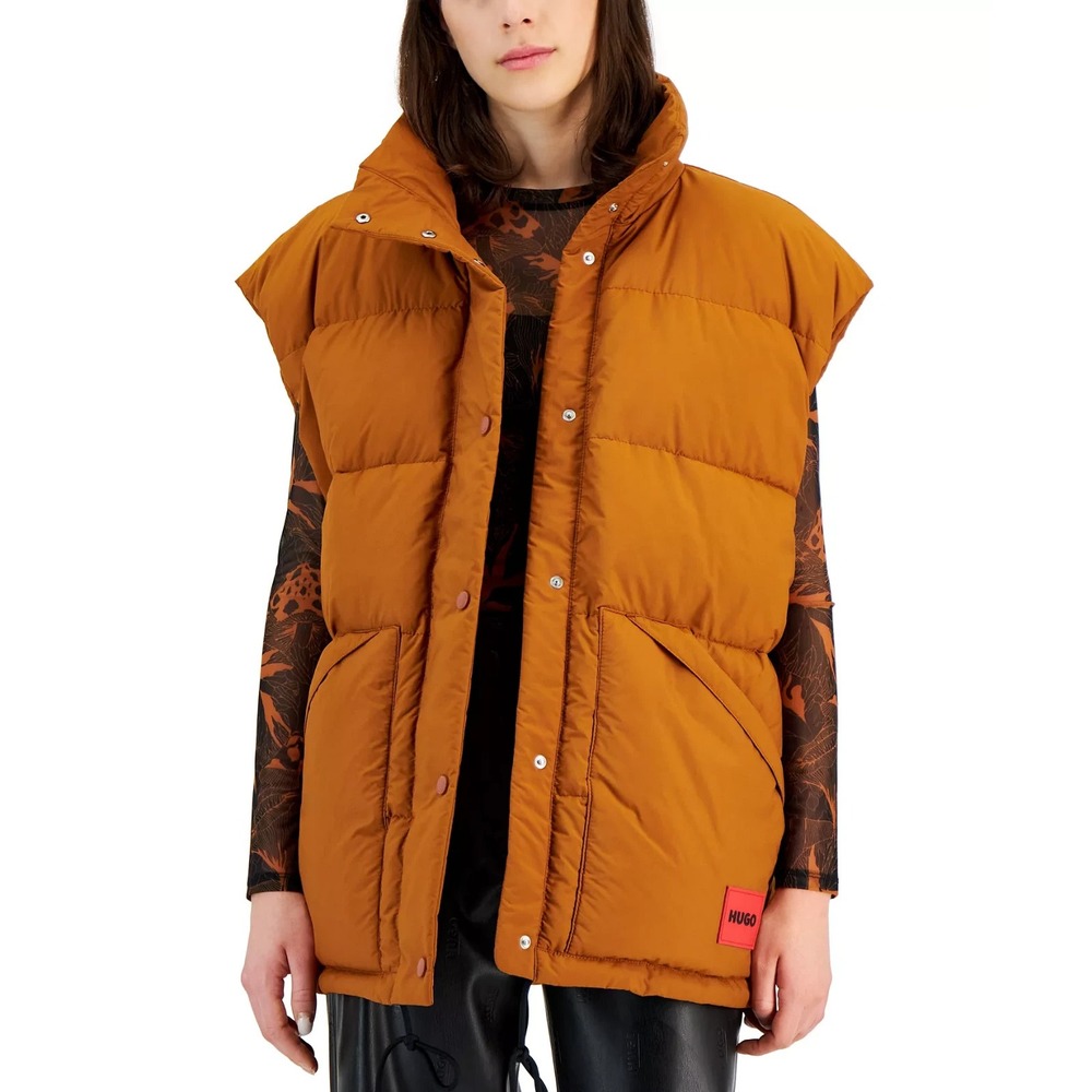 HUGO Women's Oversized Puffer Vest Rust Copper Size XS‎ NEW $398